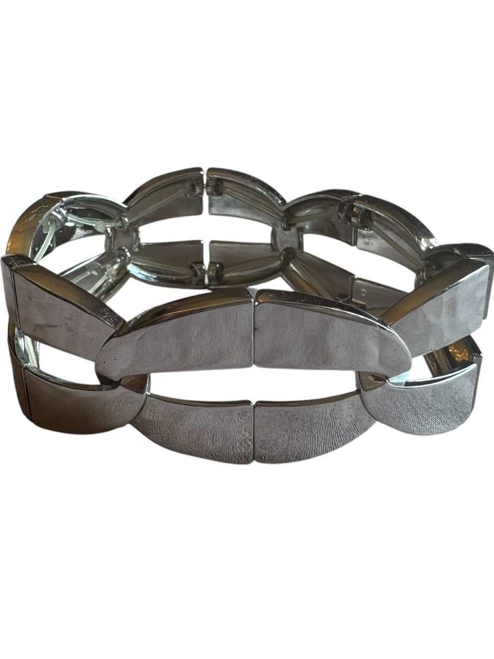 Chunky Silver Link Stretch Bracelet - Picture 2 of 7